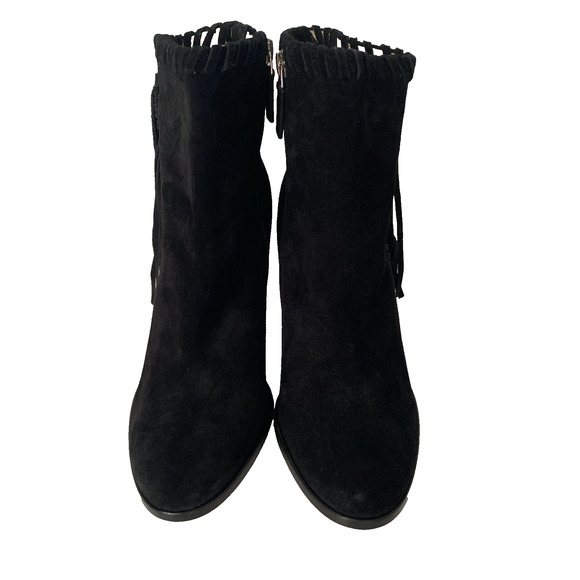 NWOB Polo Ralph Lauren Fringe Ankle Boot Bootie Black Heeled Round Toe 38 8 - Picture 5 of 11